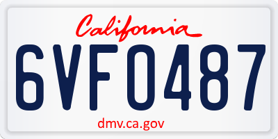 CA license plate 6VFO487