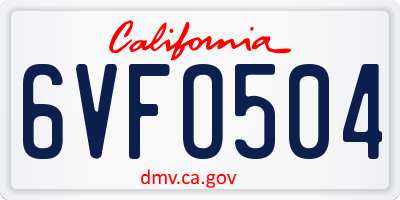 CA license plate 6VFO504
