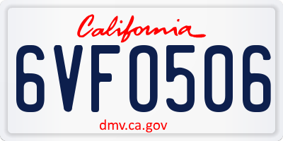 CA license plate 6VFO506