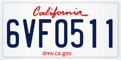 CA license plate 6VFO511