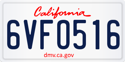 CA license plate 6VFO516