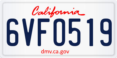 CA license plate 6VFO519