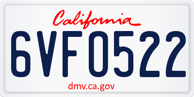 CA license plate 6VFO522
