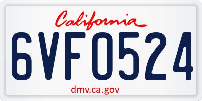 CA license plate 6VFO524
