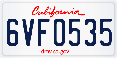 CA license plate 6VFO535