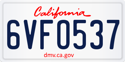 CA license plate 6VFO537