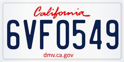 CA license plate 6VFO549