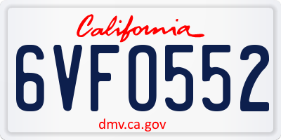 CA license plate 6VFO552