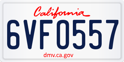 CA license plate 6VFO557