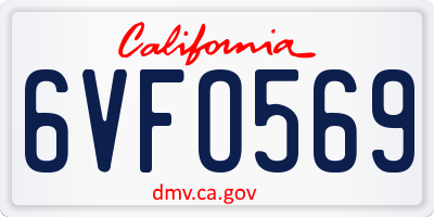 CA license plate 6VFO569