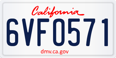 CA license plate 6VFO571