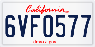 CA license plate 6VFO577