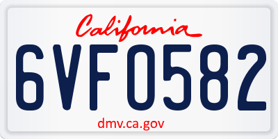 CA license plate 6VFO582