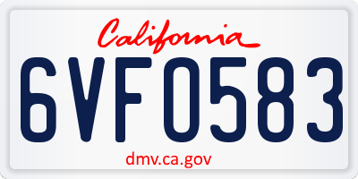 CA license plate 6VFO583
