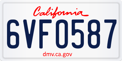 CA license plate 6VFO587