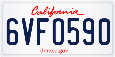 CA license plate 6VFO590