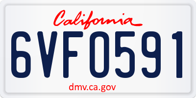 CA license plate 6VFO591