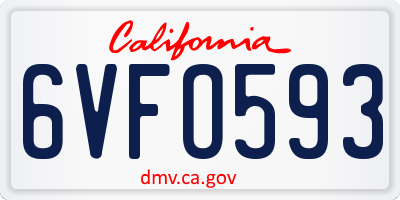 CA license plate 6VFO593