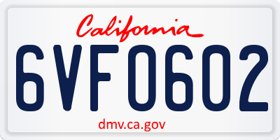 CA license plate 6VFO602