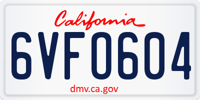 CA license plate 6VFO604