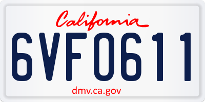 CA license plate 6VFO611