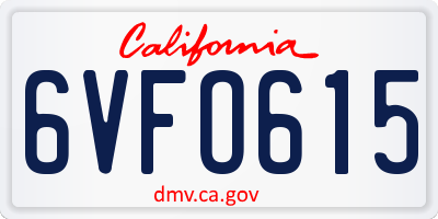 CA license plate 6VFO615