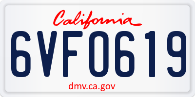 CA license plate 6VFO619