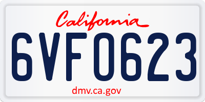 CA license plate 6VFO623
