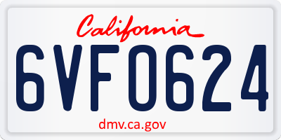 CA license plate 6VFO624