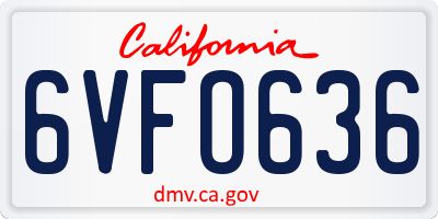 CA license plate 6VFO636