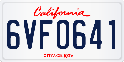 CA license plate 6VFO641