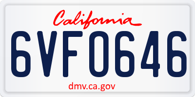 CA license plate 6VFO646