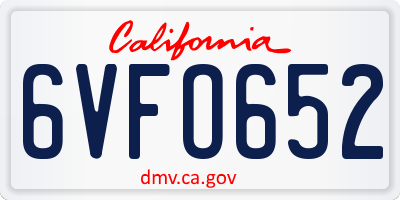 CA license plate 6VFO652
