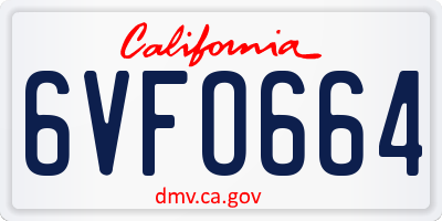 CA license plate 6VFO664