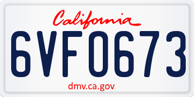 CA license plate 6VFO673
