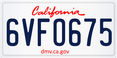 CA license plate 6VFO675