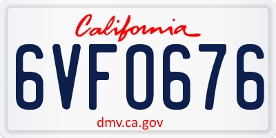 CA license plate 6VFO676