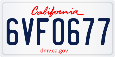 CA license plate 6VFO677