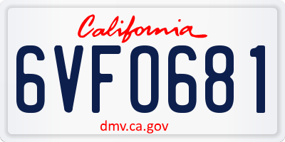 CA license plate 6VFO681