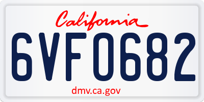 CA license plate 6VFO682