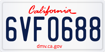 CA license plate 6VFO688