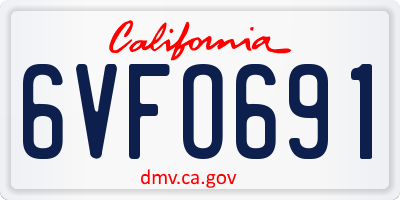 CA license plate 6VFO691
