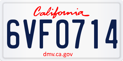 CA license plate 6VFO714
