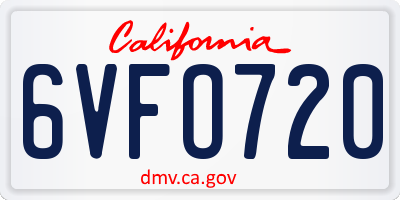 CA license plate 6VFO720