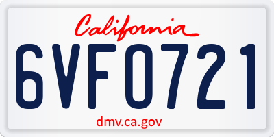 CA license plate 6VFO721