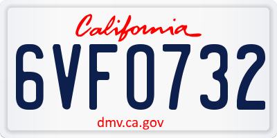 CA license plate 6VFO732