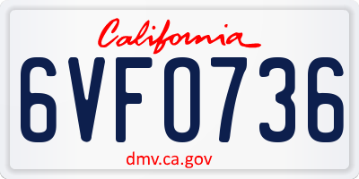 CA license plate 6VFO736