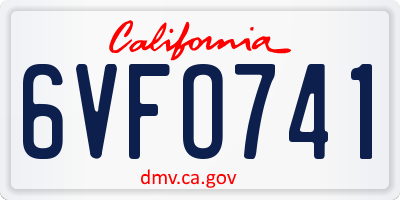 CA license plate 6VFO741