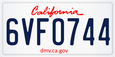 CA license plate 6VFO744