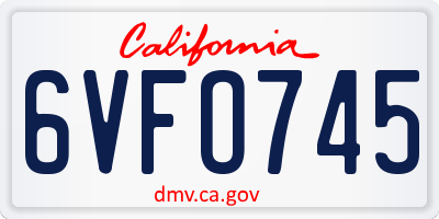 CA license plate 6VFO745
